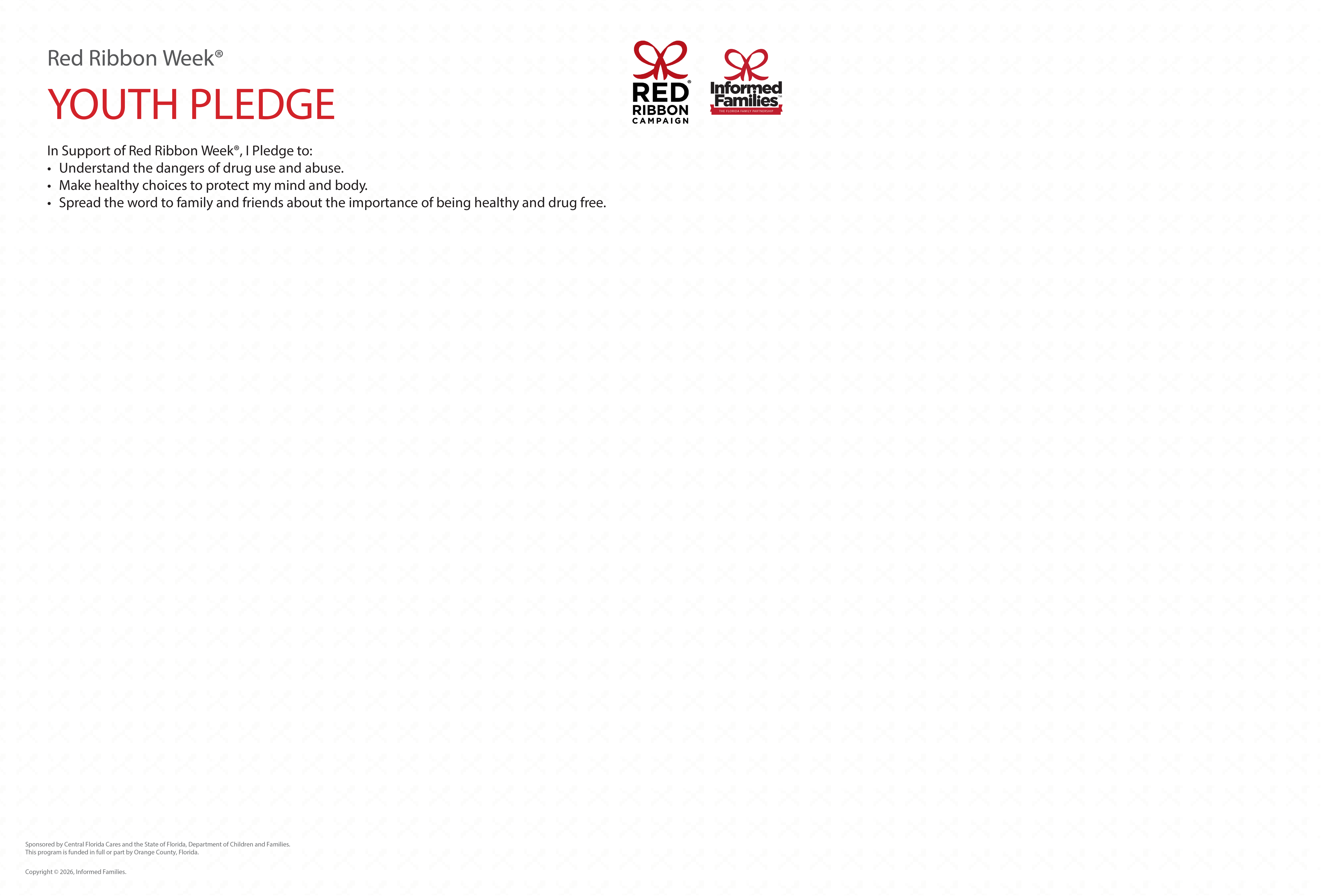 Pledge Ribbon Informed Families: Red Ribbon Home Page