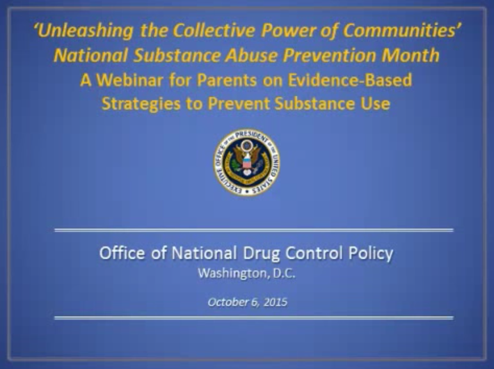 A Parents Webinar: Evidence-Based Strategies to Prevent Substance Use