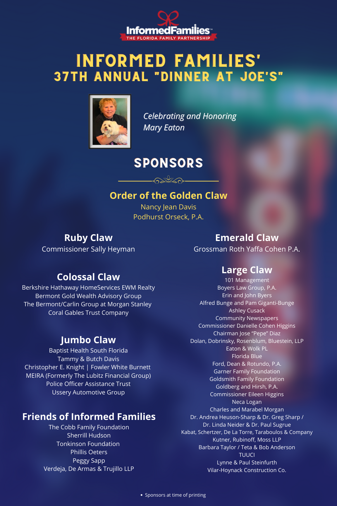 Joes 2022 - Sponsorship Levels - Updated for Event